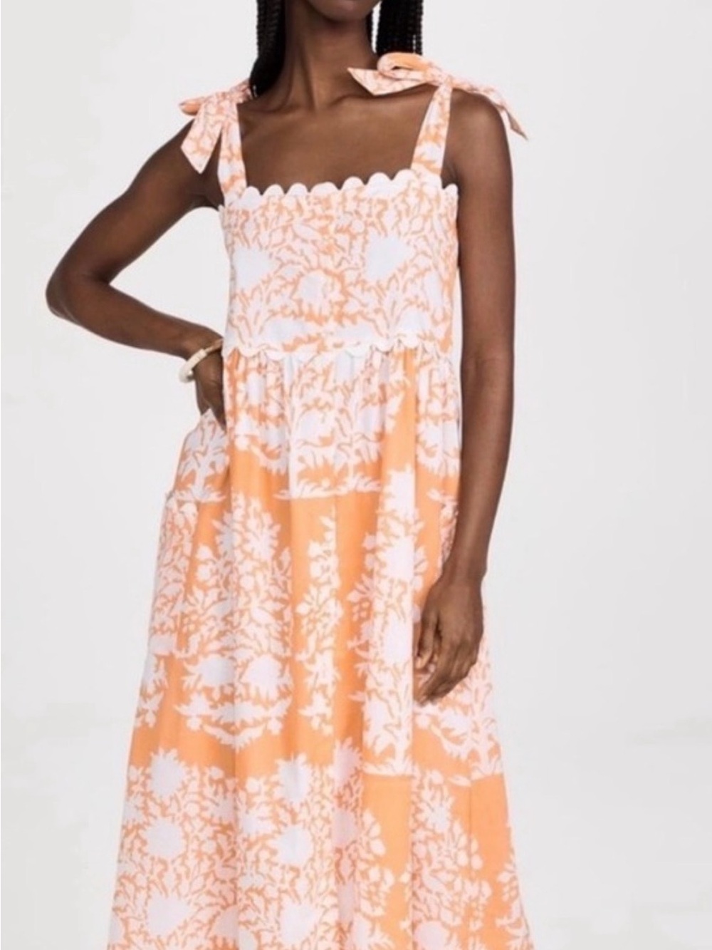 Women’s Juliet Dunn Orange Palladio Tie-Shoulder Midi Dress